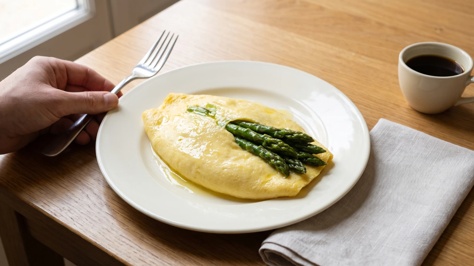 Omelet with Asparagus-tops