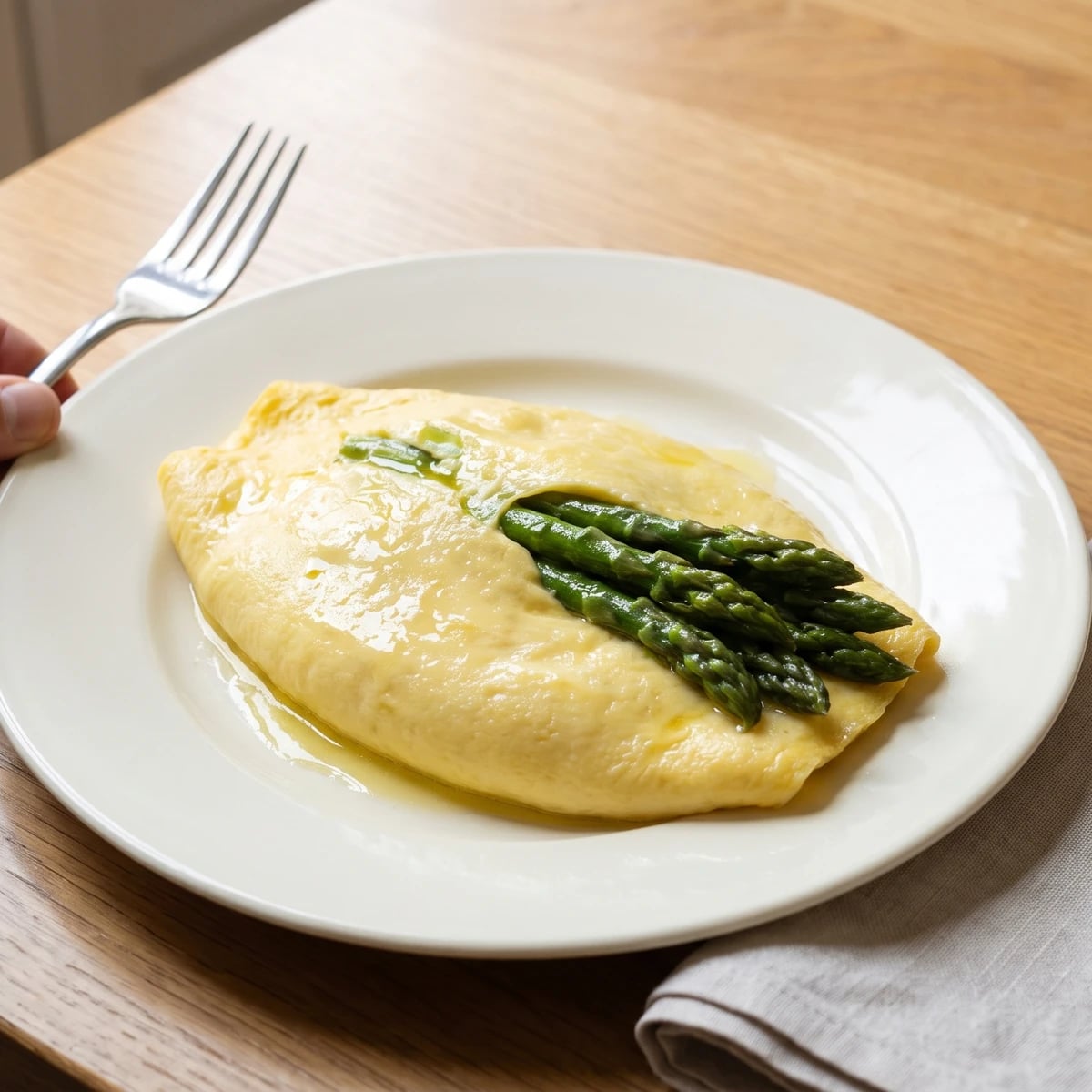 Omelet with Asparagus-tops