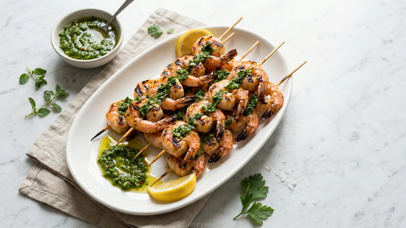 Grilled Shrimp Skewers with Chimichurri