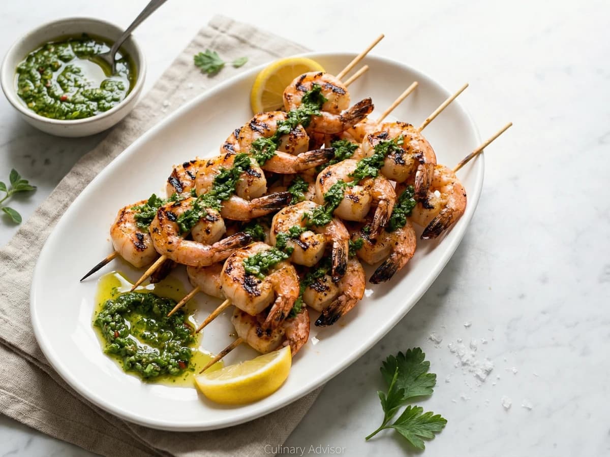 Grilled Shrimp Skewers with Chimichurri - Chef Dean