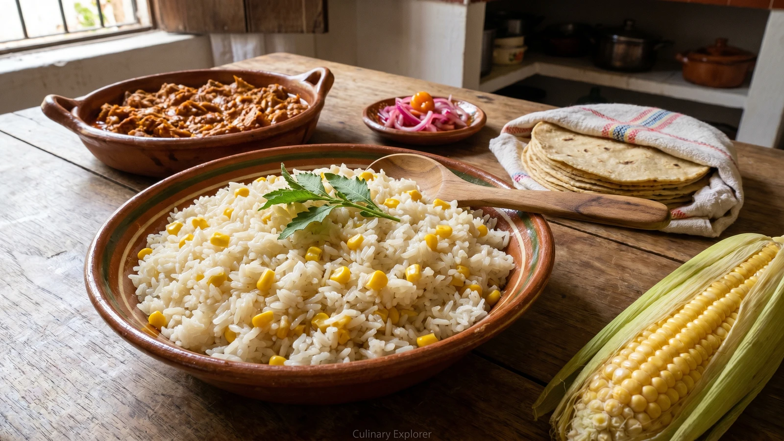 Arroz Blanco con Elote Yucateco