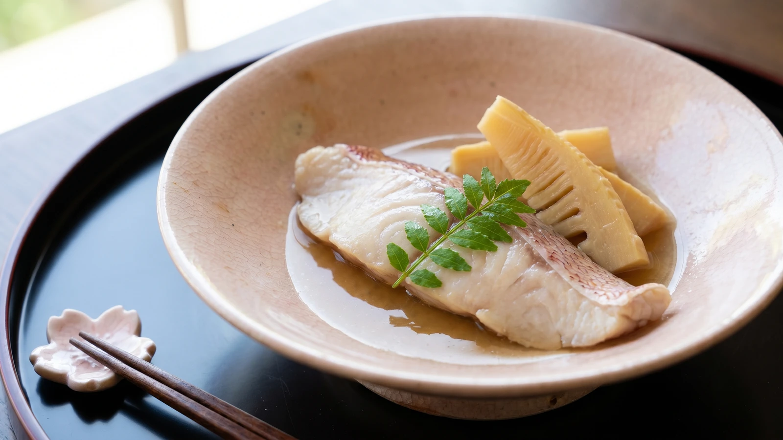 Sea Bream and Bamboo Shoot Takiawase (鯛と筍の炊き合わせ, Tai to Takenoko no Takiawase)