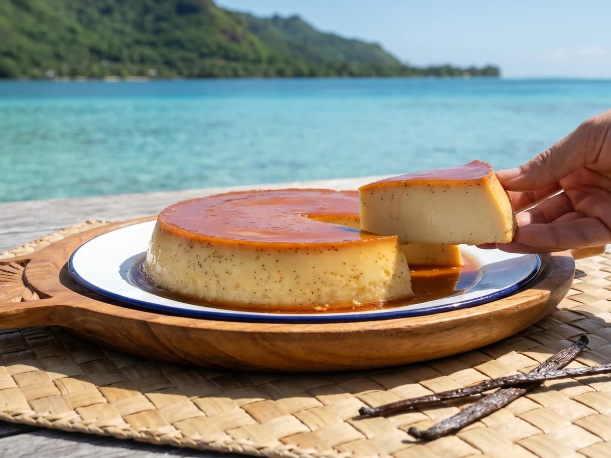 Flan à la Vanille de Tahiti (Tahitian Vanilla Caramel Custard) - Chef Makoa