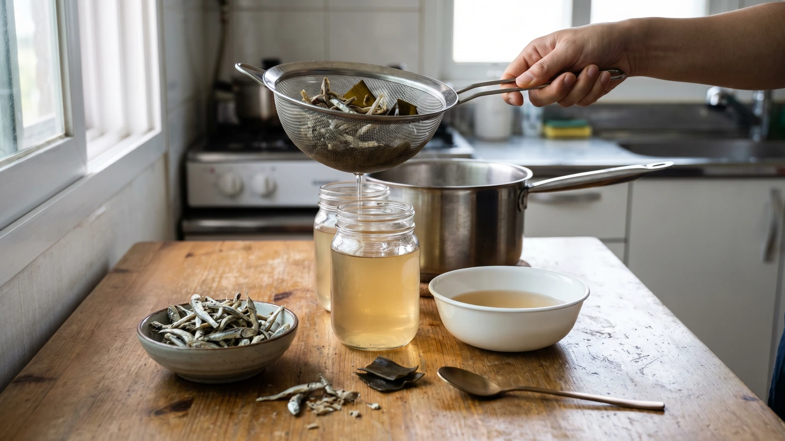 Myeolchi-dasima Yuksu (Anchovy and Kelp Stock)