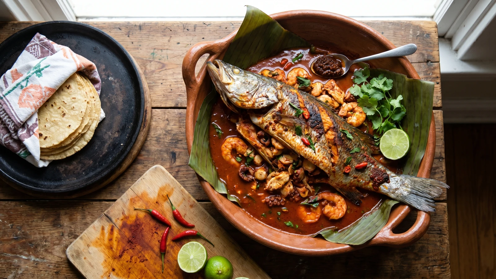 Robalo Relleno de Mariscos Tabasqueno