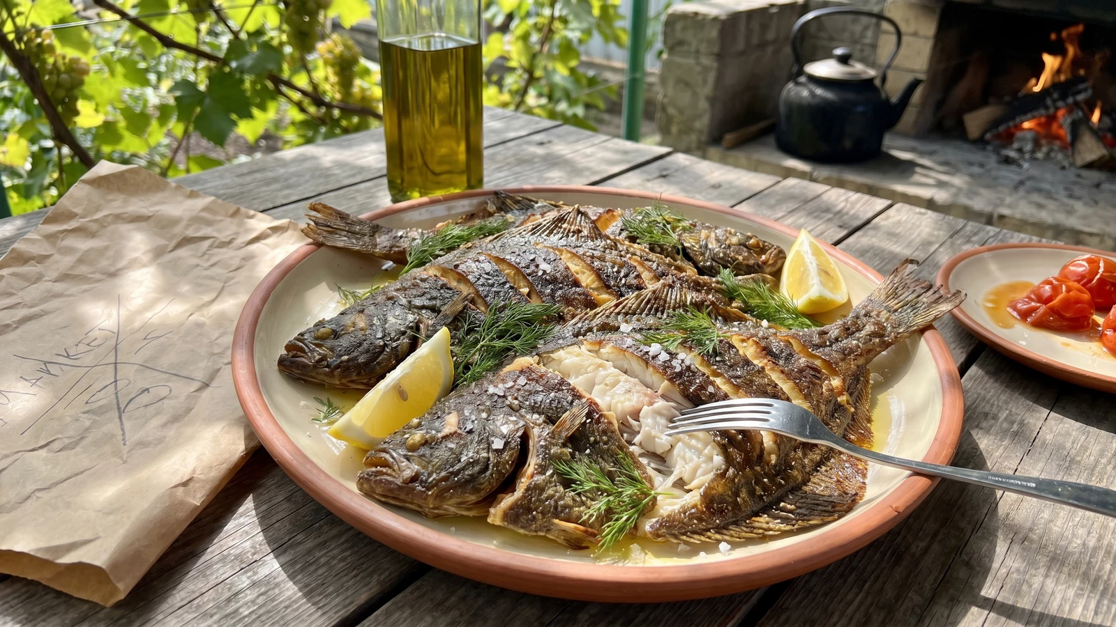 Smazhena Kambala (смажена камбала, fried Black Sea flounder)