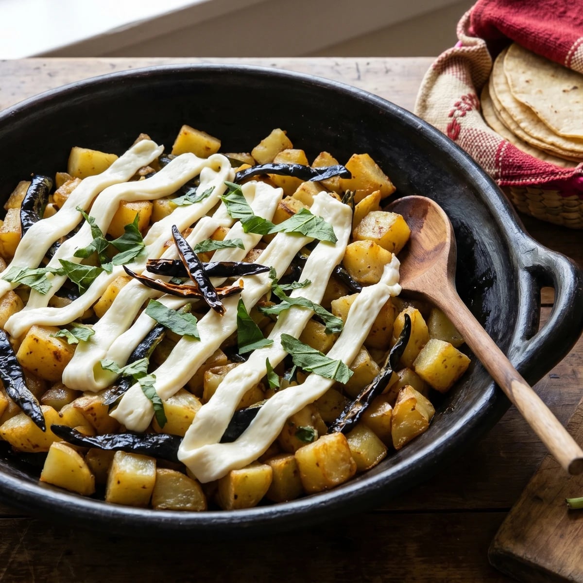 Papas con Rajas al Estilo Oaxaqueño