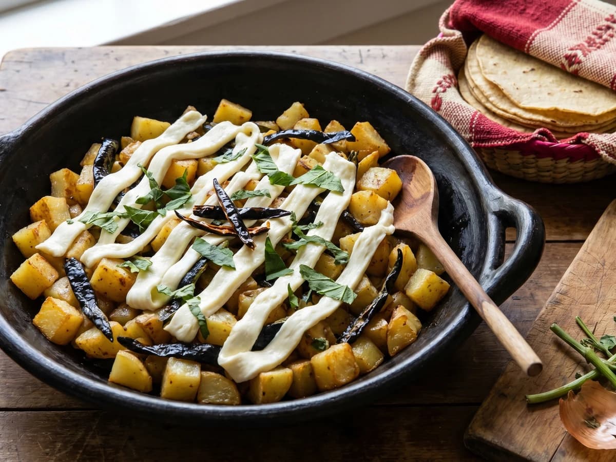 Papas con Rajas al Estilo Oaxaqueño - Chef Lupita
