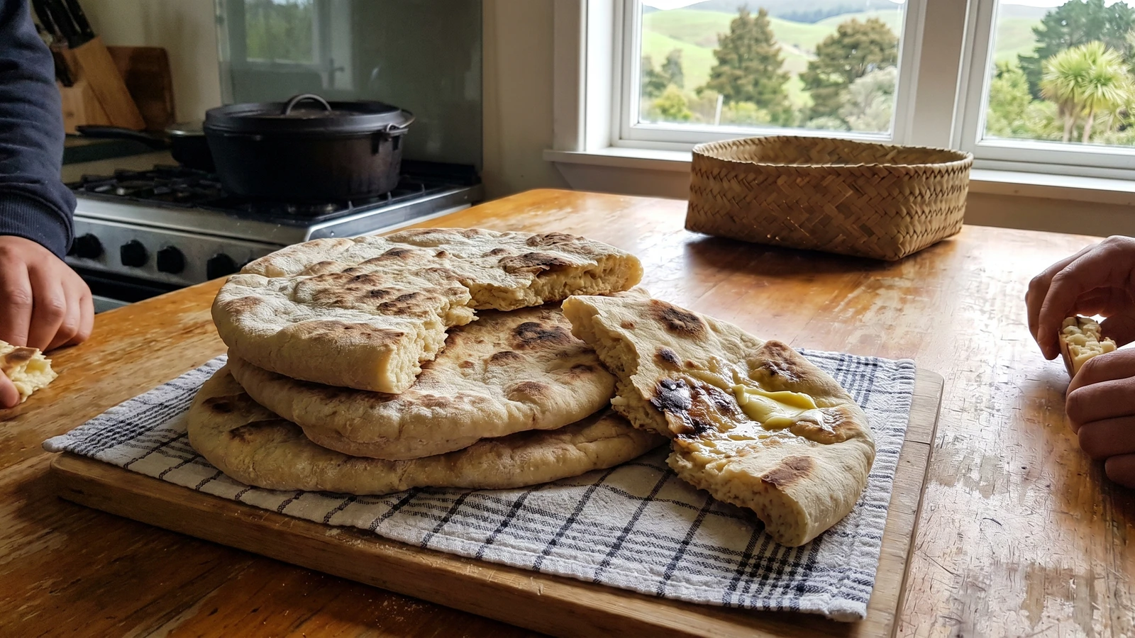 Takakau (Māori Unleavened Flatbread from Aotearoa)