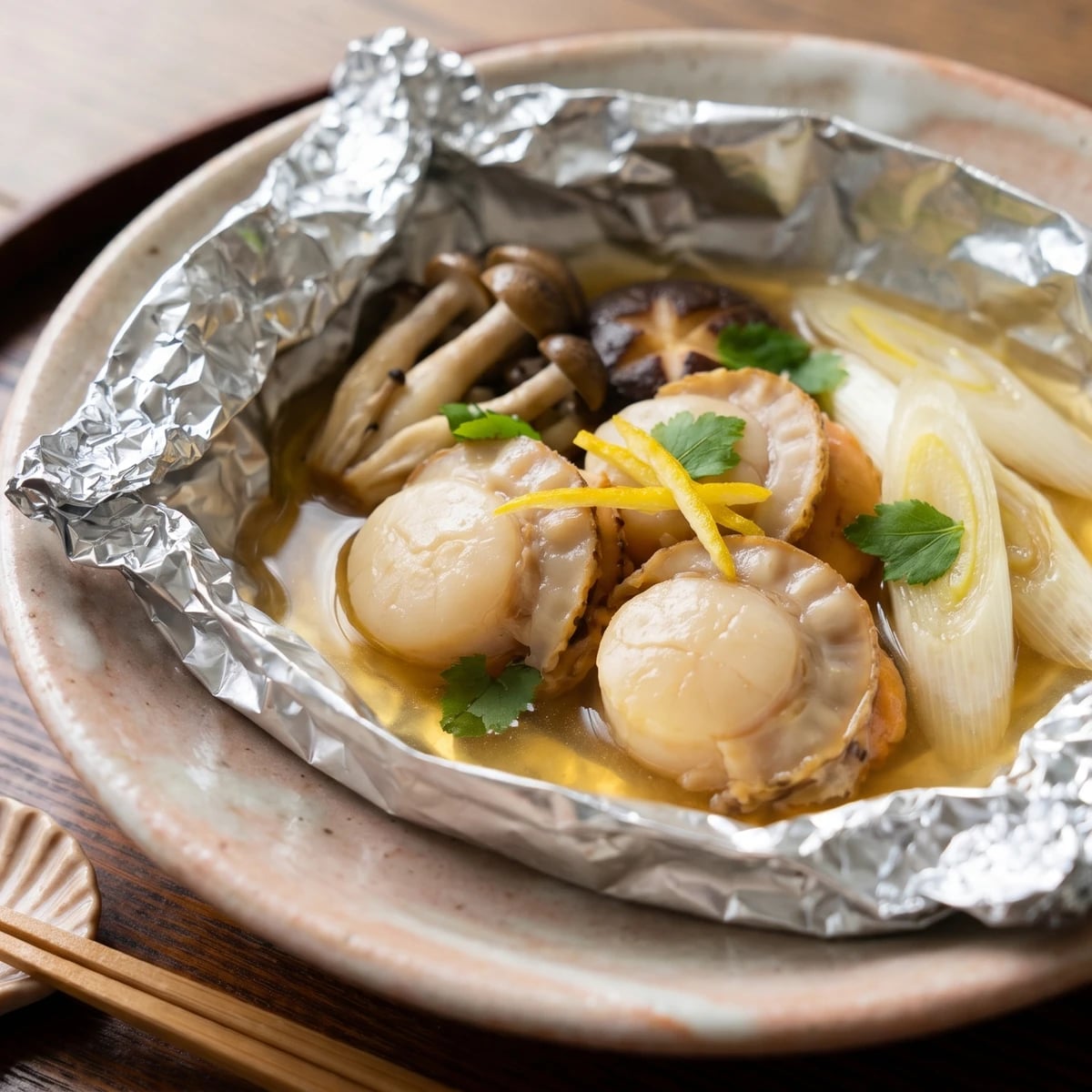 Foil-Grilled Scallops (ホタテのホイル焼き, Hotate no Hoiru-yaki)