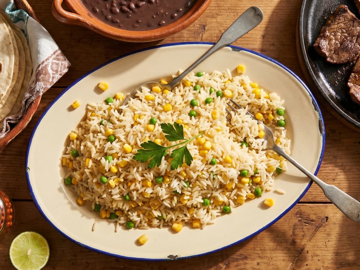Arroz Blanco con Elote y Chícharos Sonorense