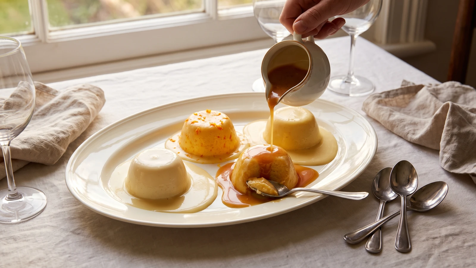 Orange, Curaçao, Anisette, and Bénédictine Puddings, etc.