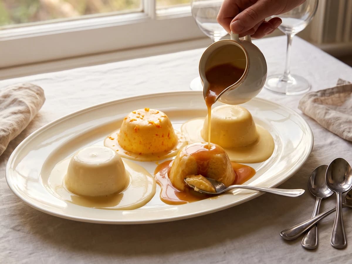 Orange, Curaçao, Anisette, and Bénédictine Puddings, etc. - Chef Juliette