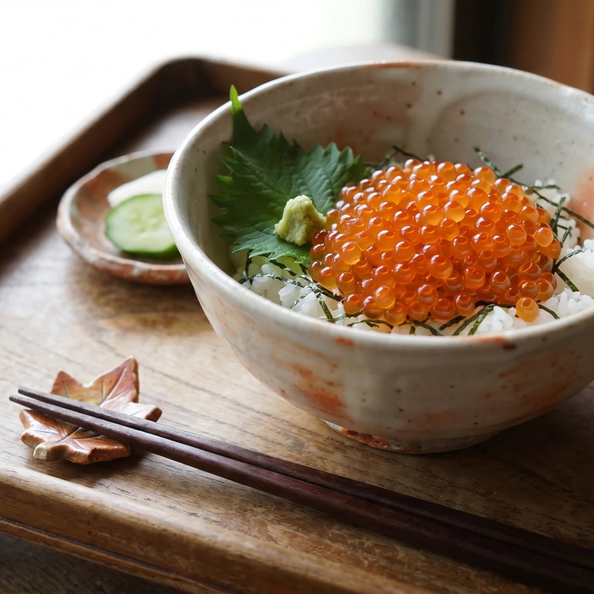 Ikuradon (いくら丼, salmon roe rice bowl)