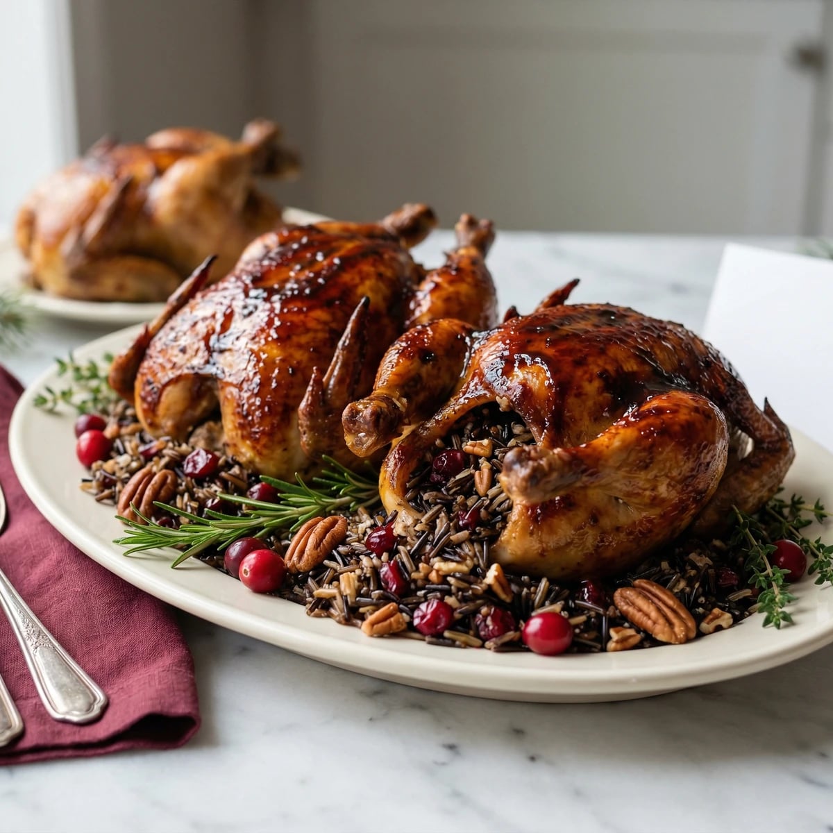 Cornish Game Hens with Wild Rice