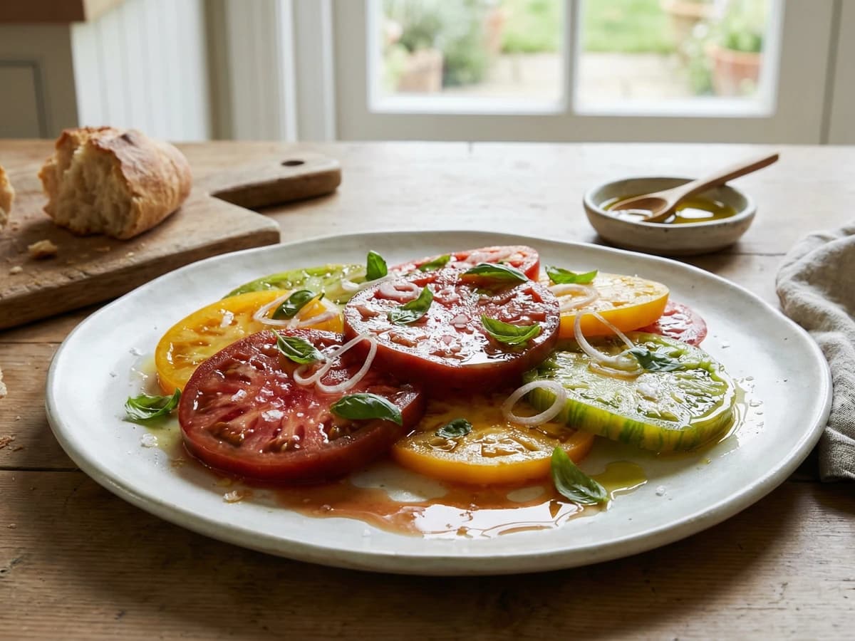 Heritage Tomato Salad with Basil and Sea Salt - Chef Thomas