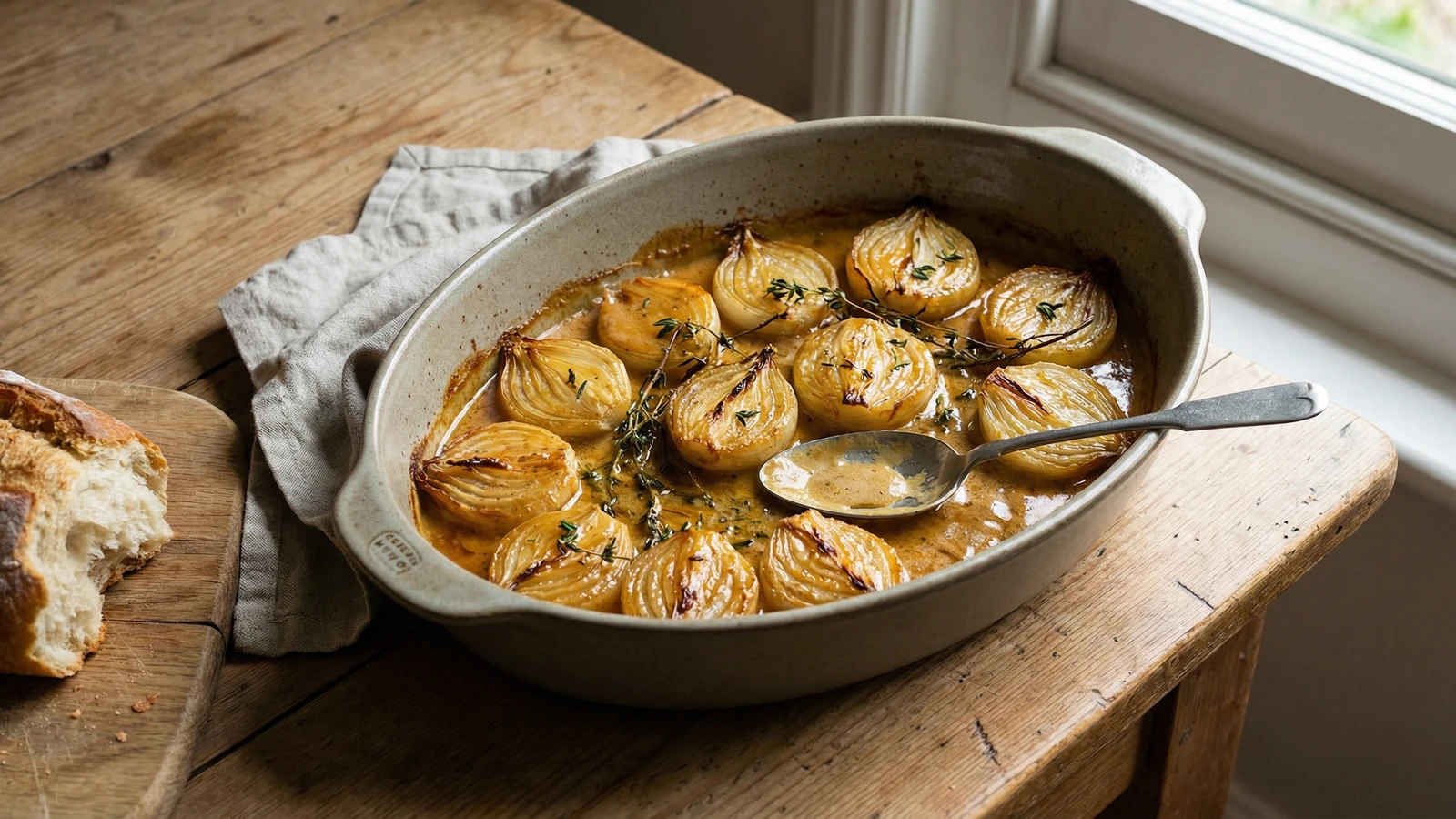 Baked Onions with Cream and Thyme