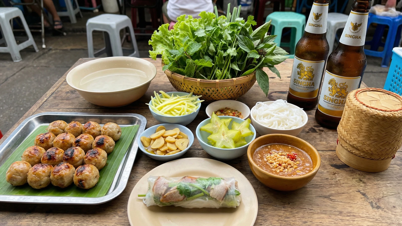 Grilled Sausage Wraps (Naem Nuang แหนมเนือง)