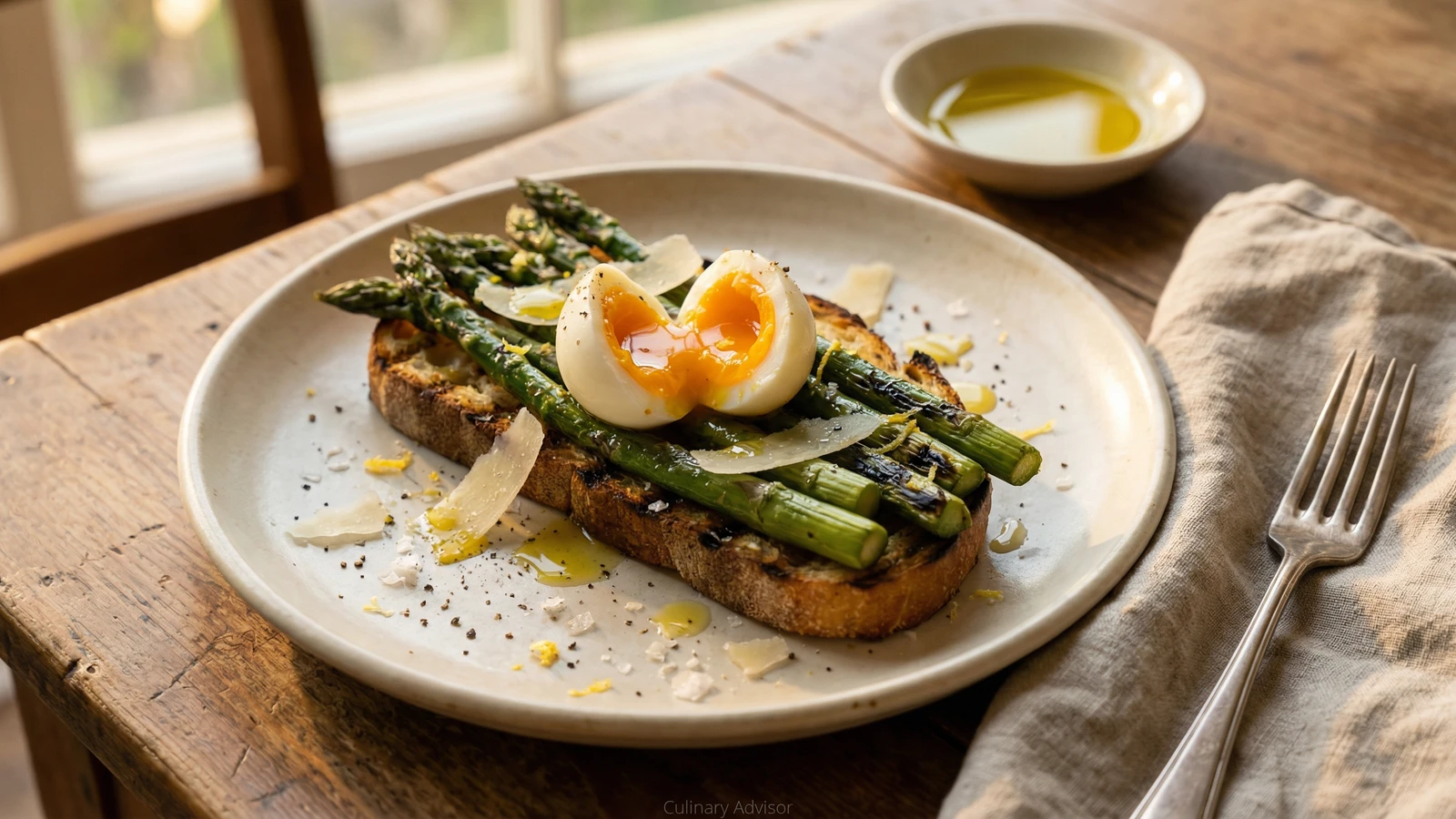 Spring Asparagus Bruschetta with Soft Egg