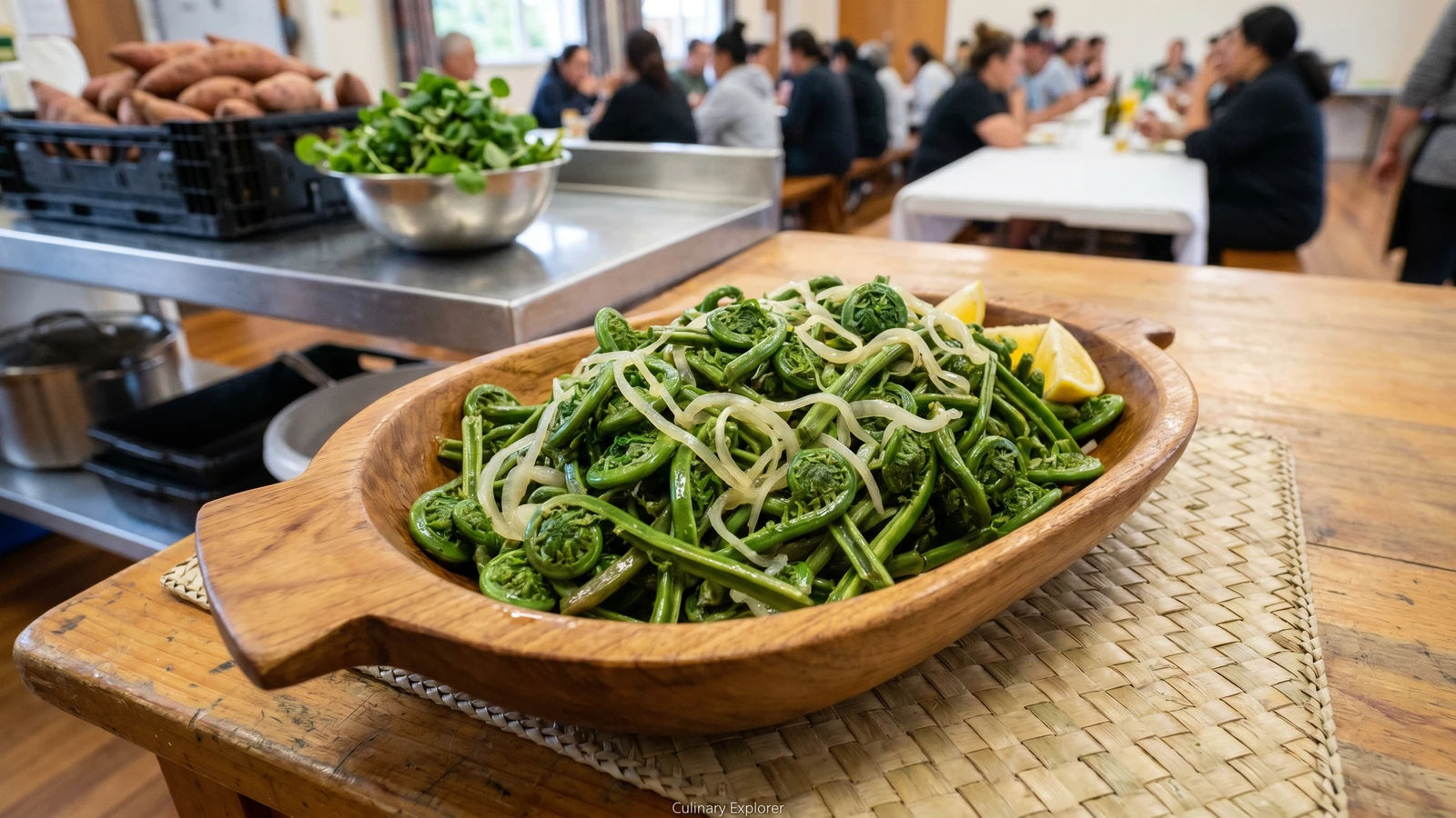 Pikopiko (Māori Curled Fern Shoots, Blanched and Sautéed)