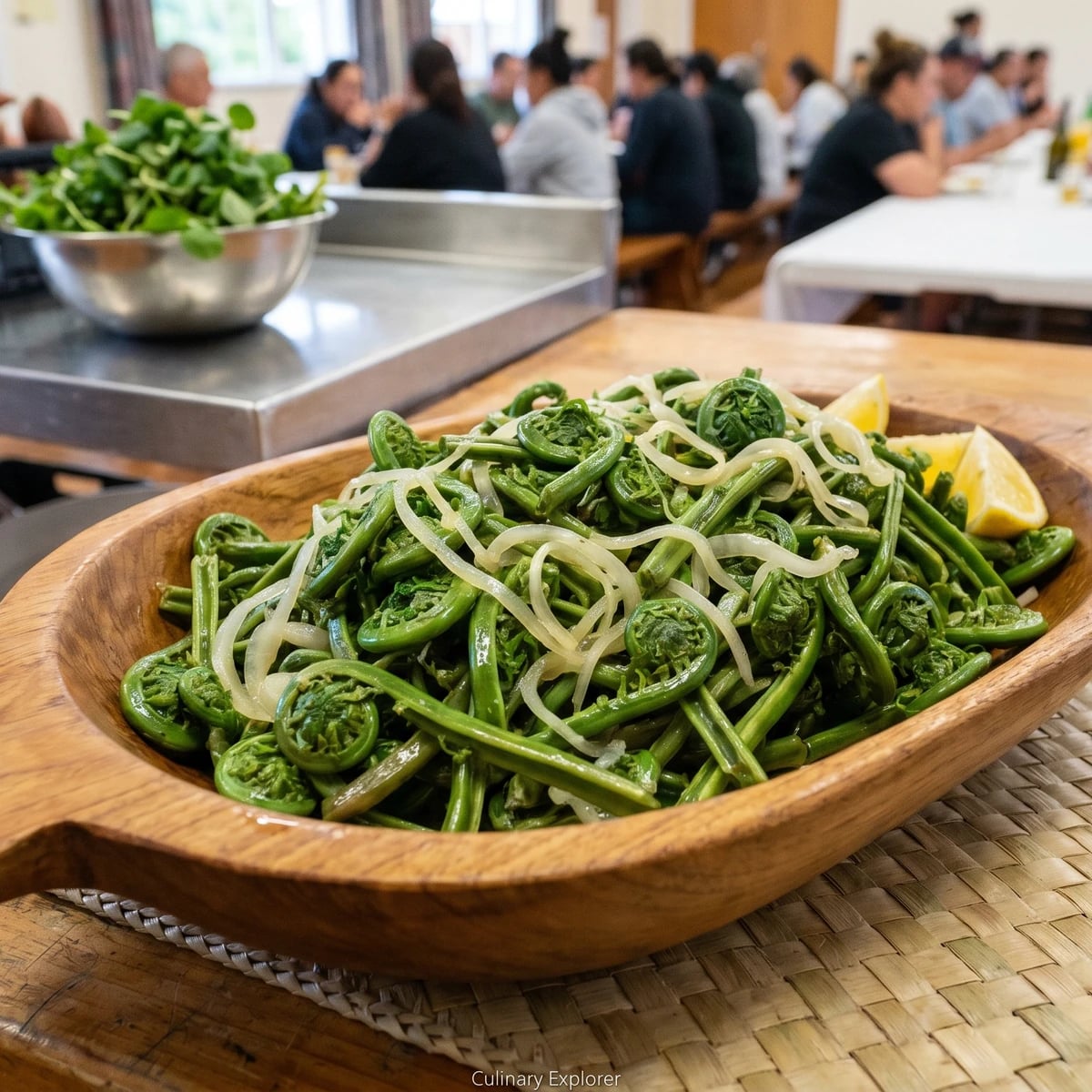 Pikopiko (Māori Curled Fern Shoots, Blanched and Sautéed)
