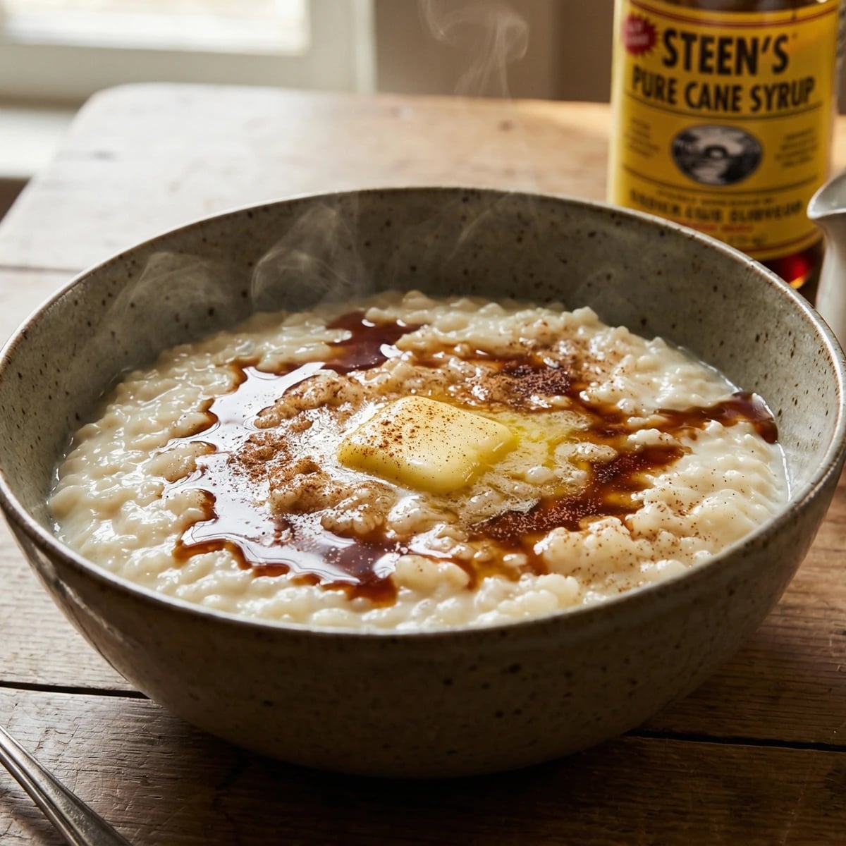 Sweet Rice Porridge with Cane Syrup