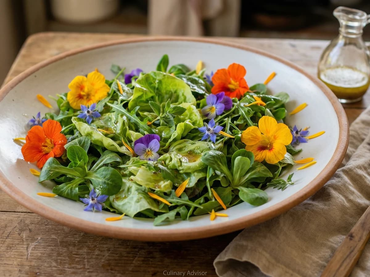 Mixed Greens with Edible Flowers - Chef Ally