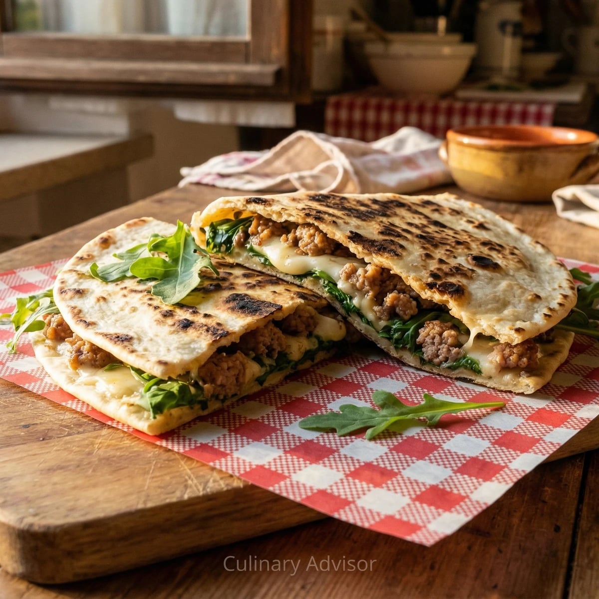 Piadina with Sausage and Stracchino