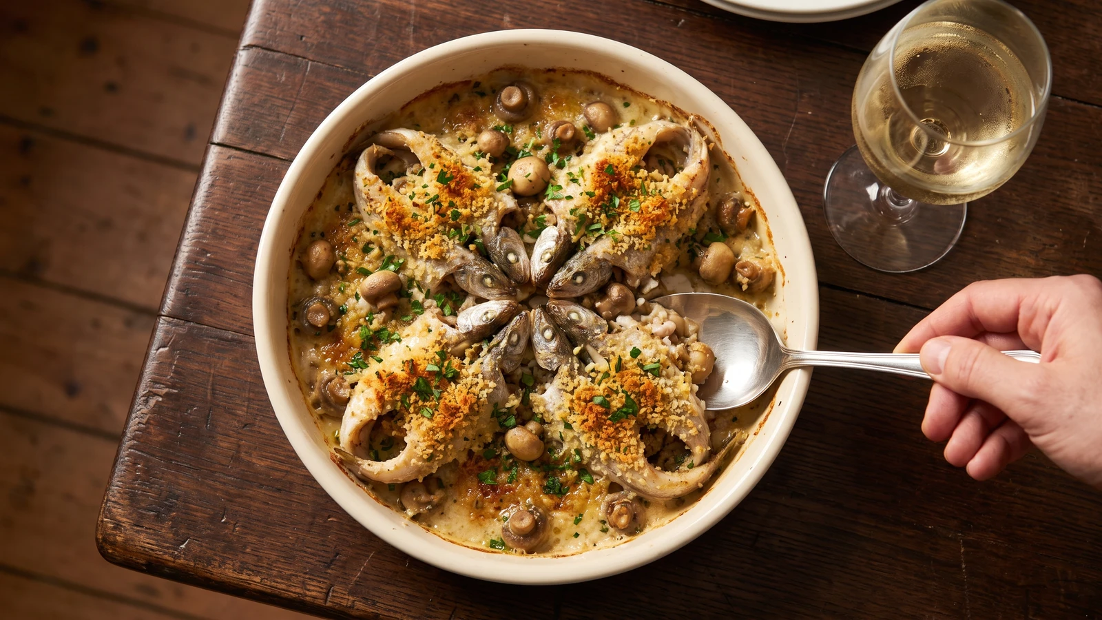 Merlan en Lorgnette au Gratin