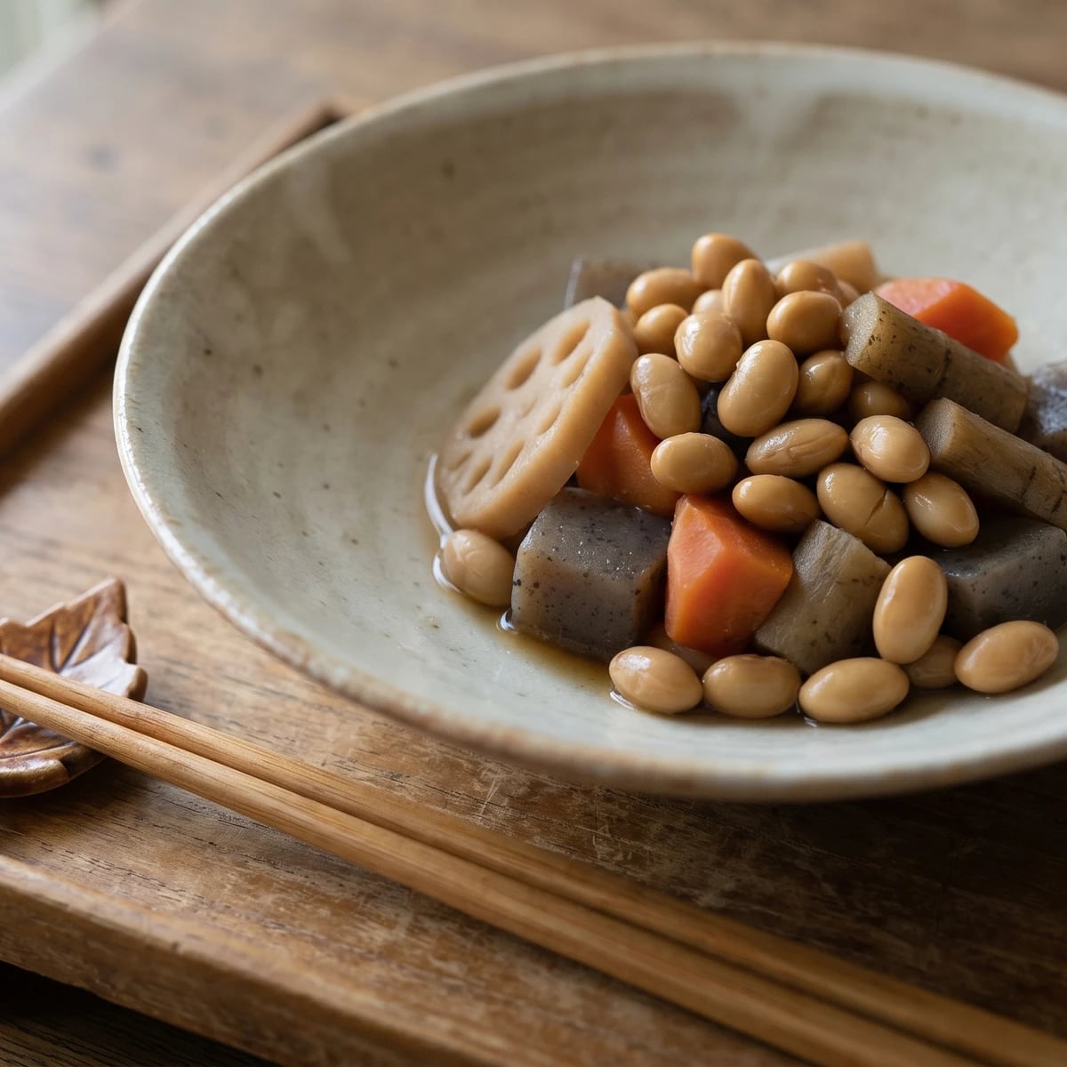 Simmered Soybeans and Konnyaku (大豆とこんにゃくの煮物, Daizu to Konnyaku no Nimono)