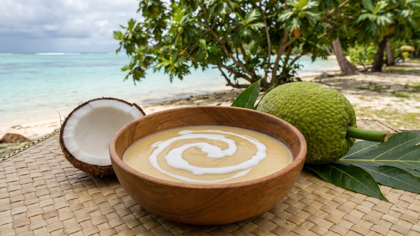 Tuvaluan Breadfruit Poi (Sweet Mashed Mei with Coconut Cream)