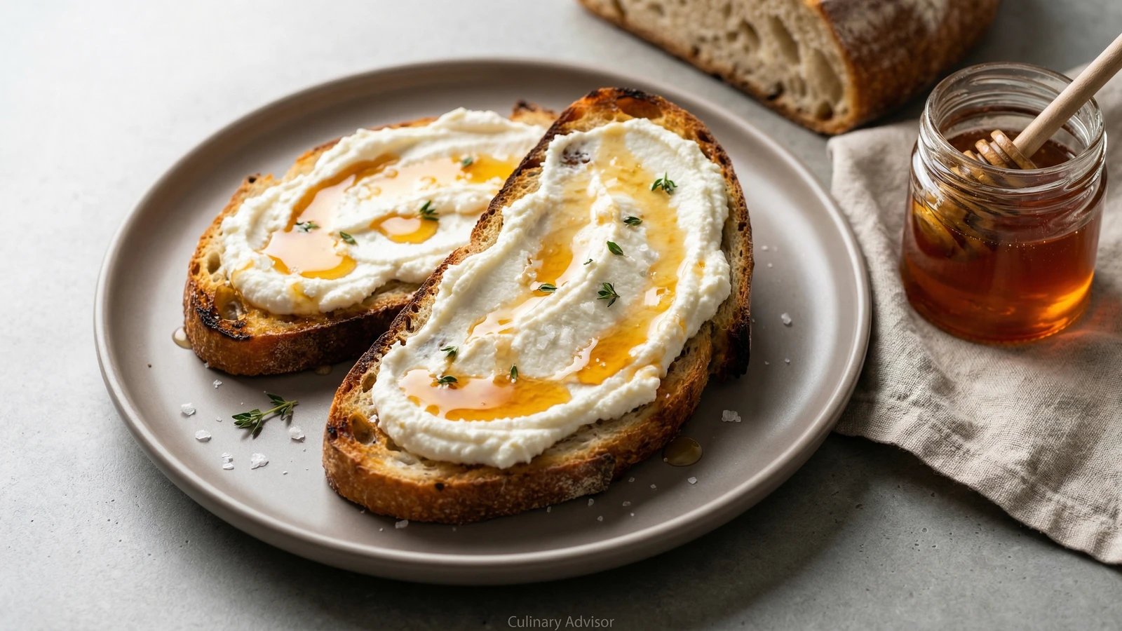 Ricotta Toast with Hot Honey and Sea Salt