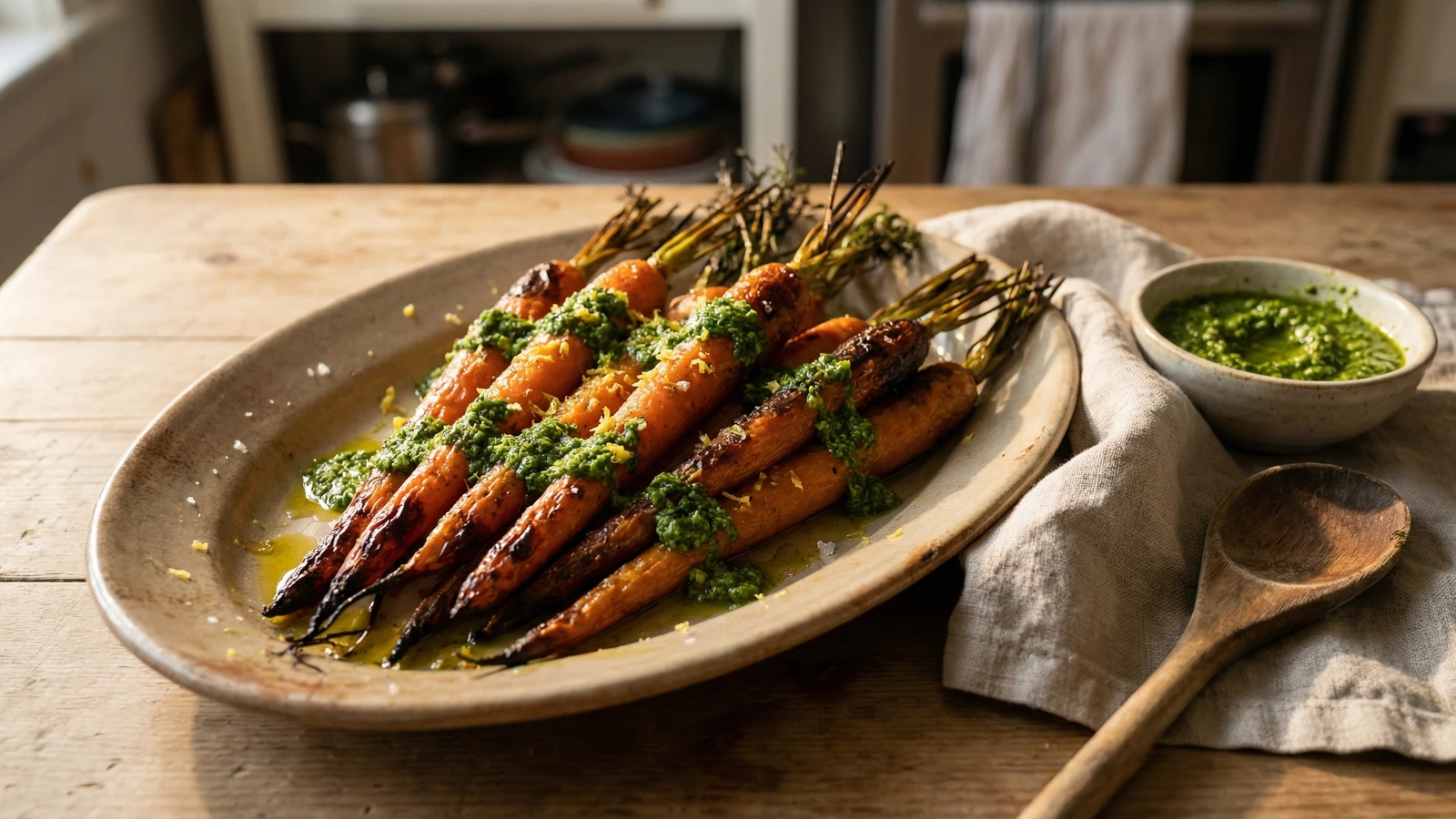 Whole Roasted Carrots with Their Tops