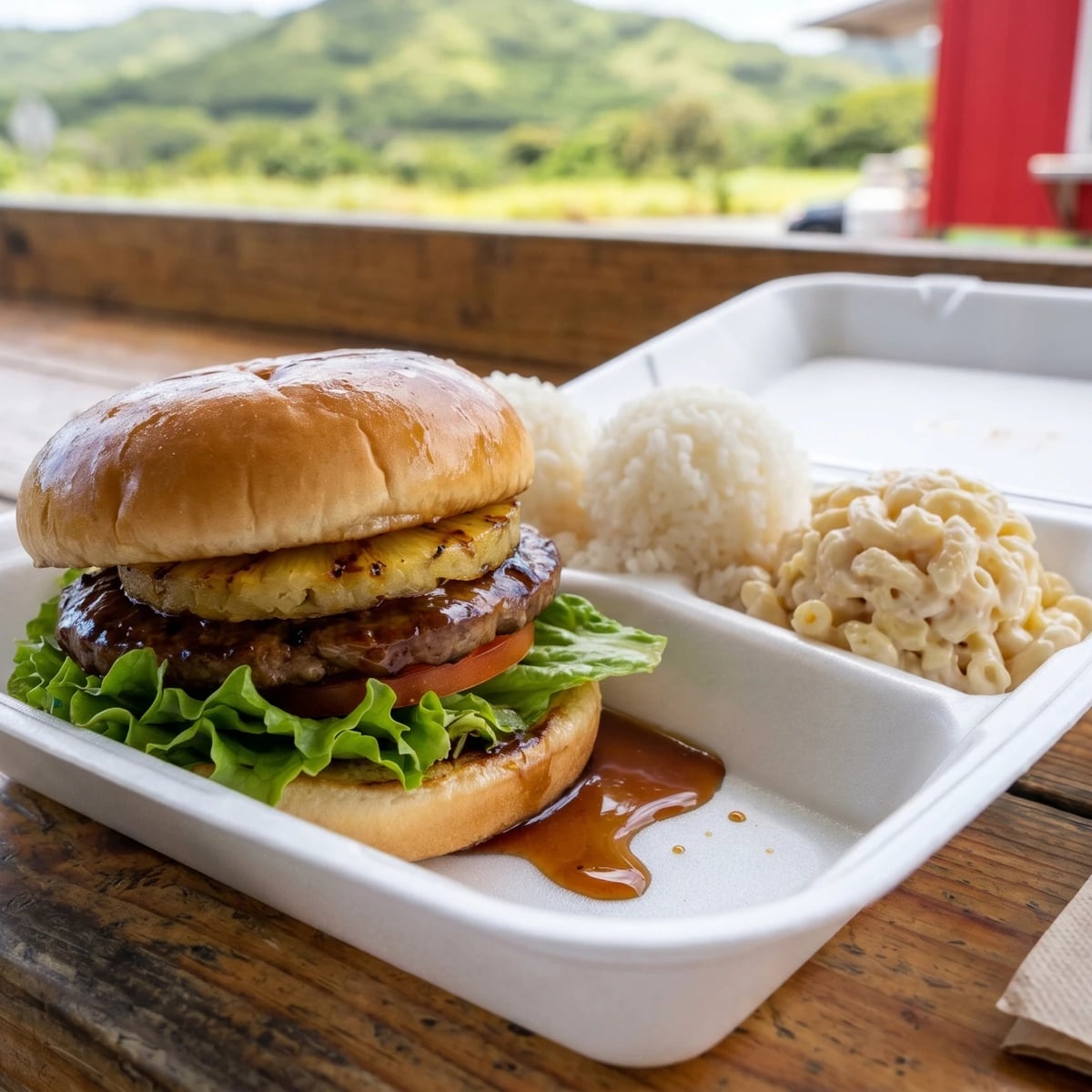 Teriyaki Burger Plate Lunch (Hawaiʻi Local Shoyu-Ginger Burger)