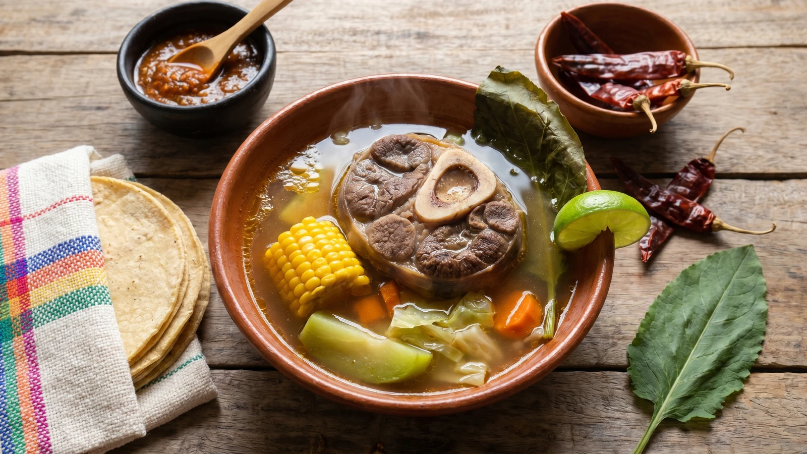 Caldo de Res Oaxaqueño con Hierba Santa