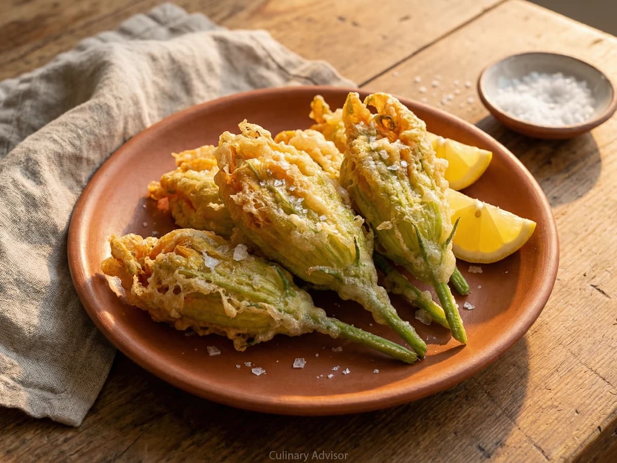 Ricotta-Stuffed Squash Blossoms - Chef Ally