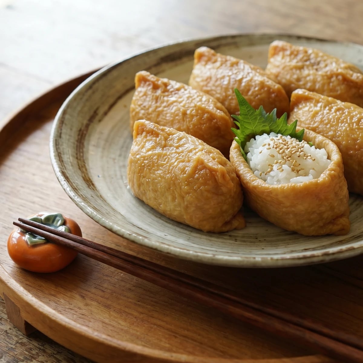 Inarizushi (稲荷寿司, sushi rice in fried tofu pouches)