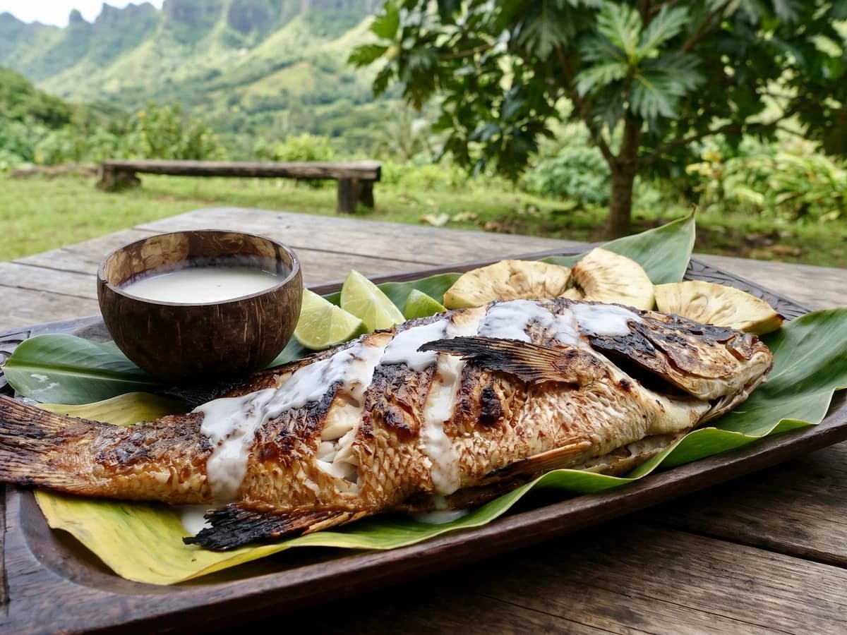 Iʻa Tunu (Marquesan Grilled Reef Fish with Miti Haari) - Chef Makoa