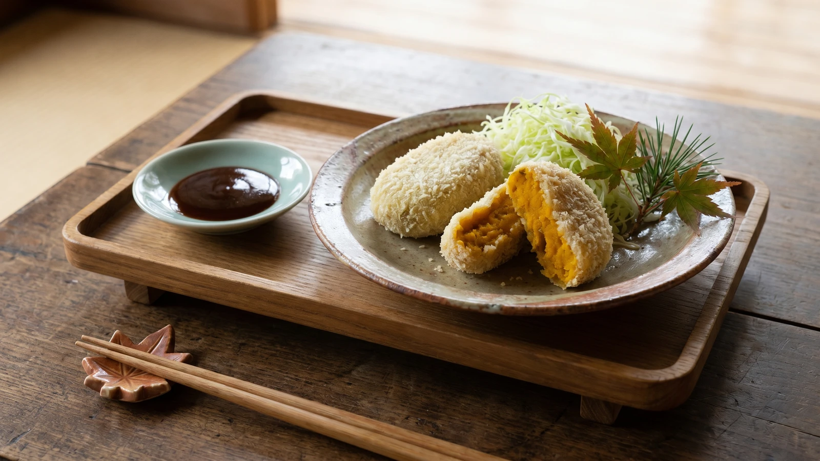 Kabocha Korokke (かぼちゃコロッケ, pumpkin croquette)