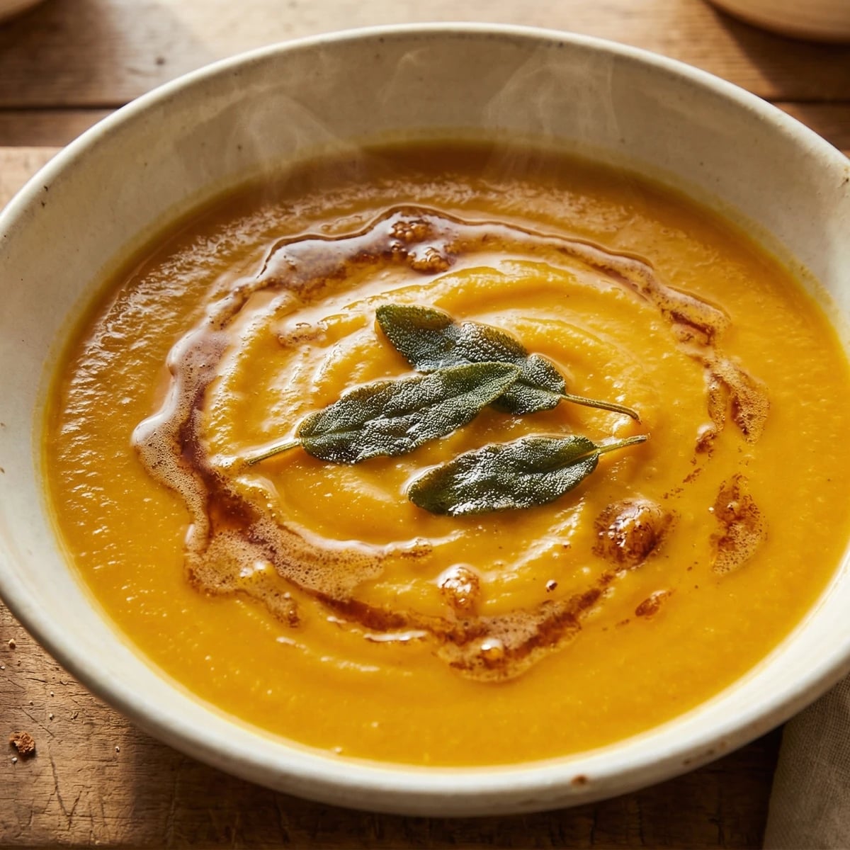 Roasted Butternut Squash Soup with Brown Butter and Sage