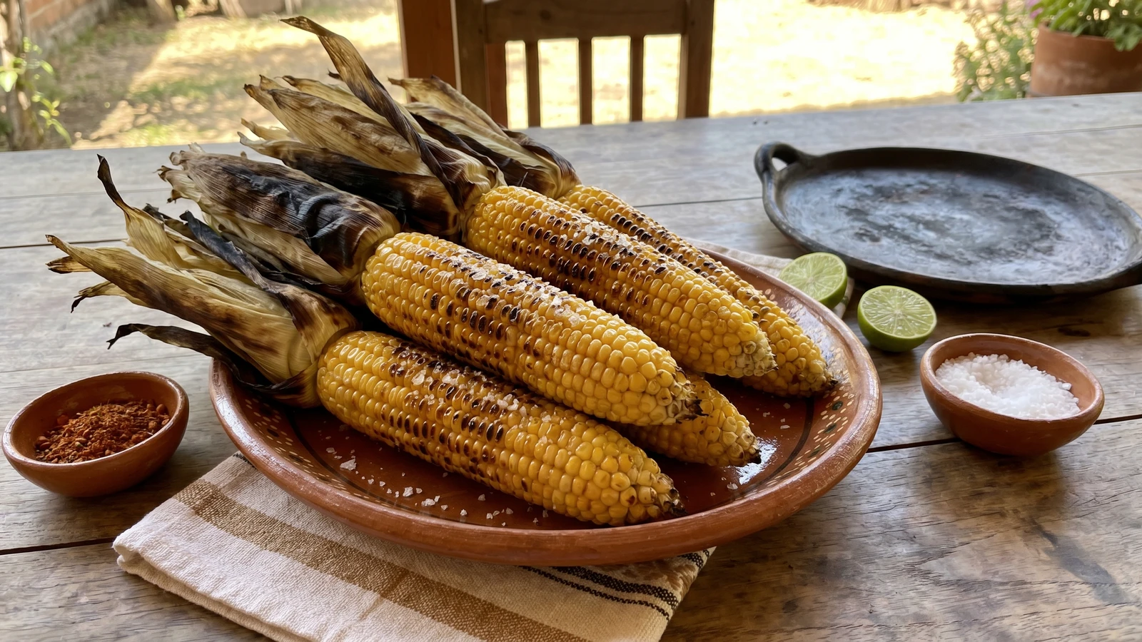 Elotes Asados con Totomoxtle Tlaxcaltecas