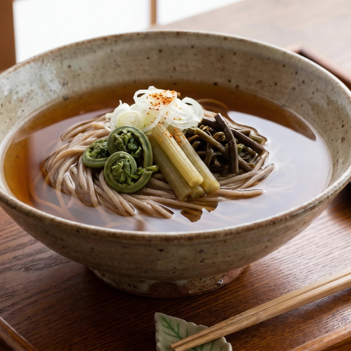Sansai Soba (山菜そば, mountain vegetable soba)