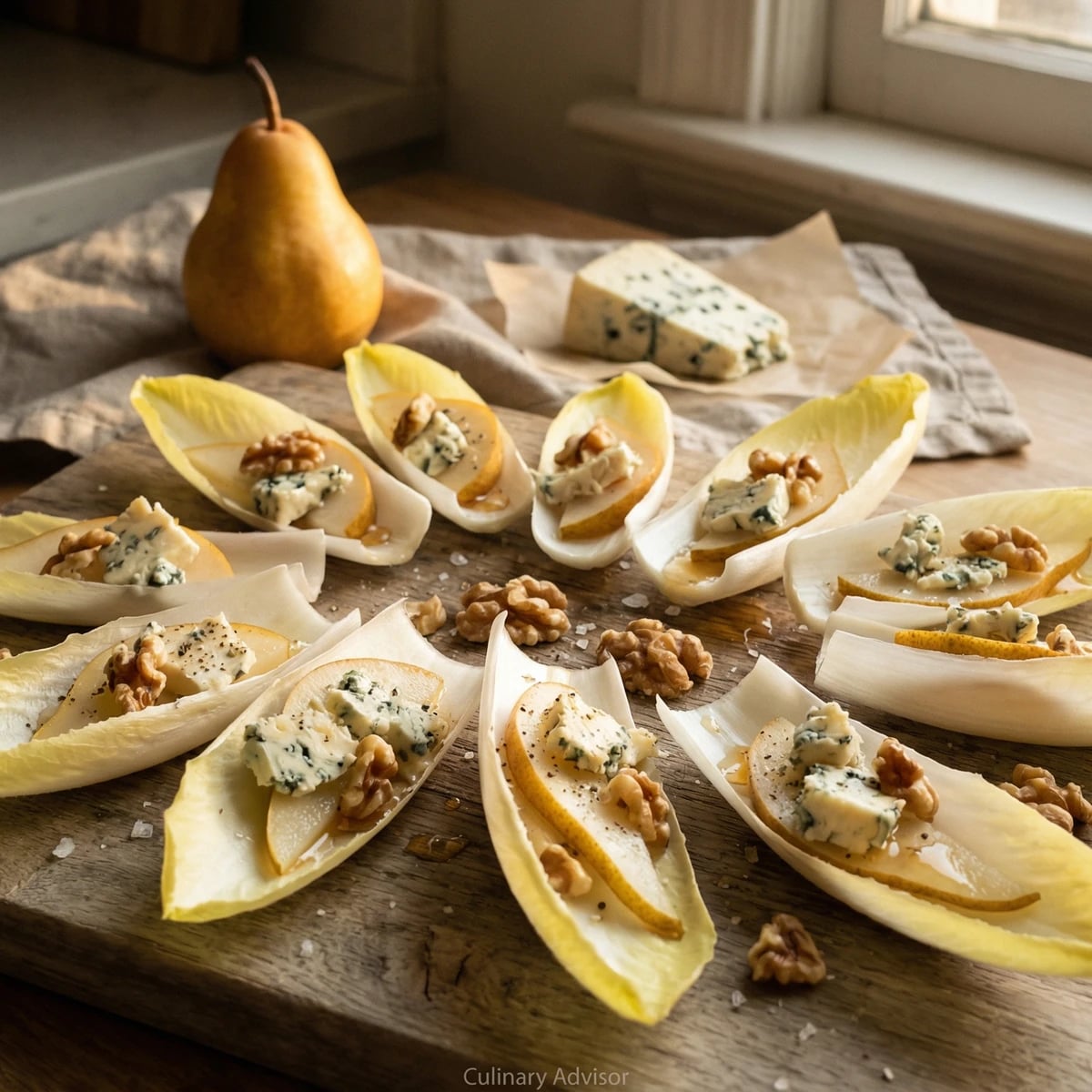 Endive Leaves with Blue Cheese and Pear