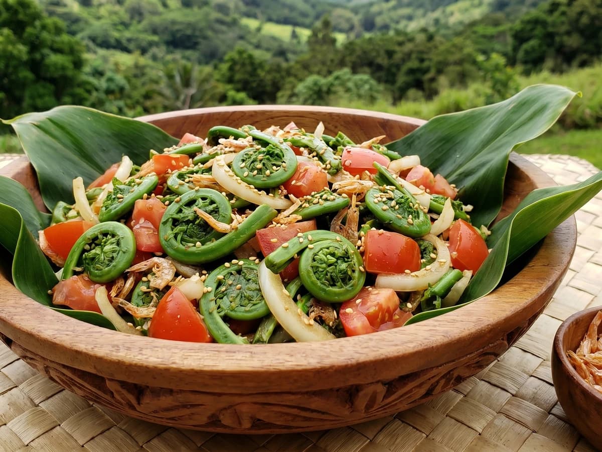 Pohole Salad (Hawaiian Hōʻiʻo Fiddlehead Fern Salad) - Chef Makoa