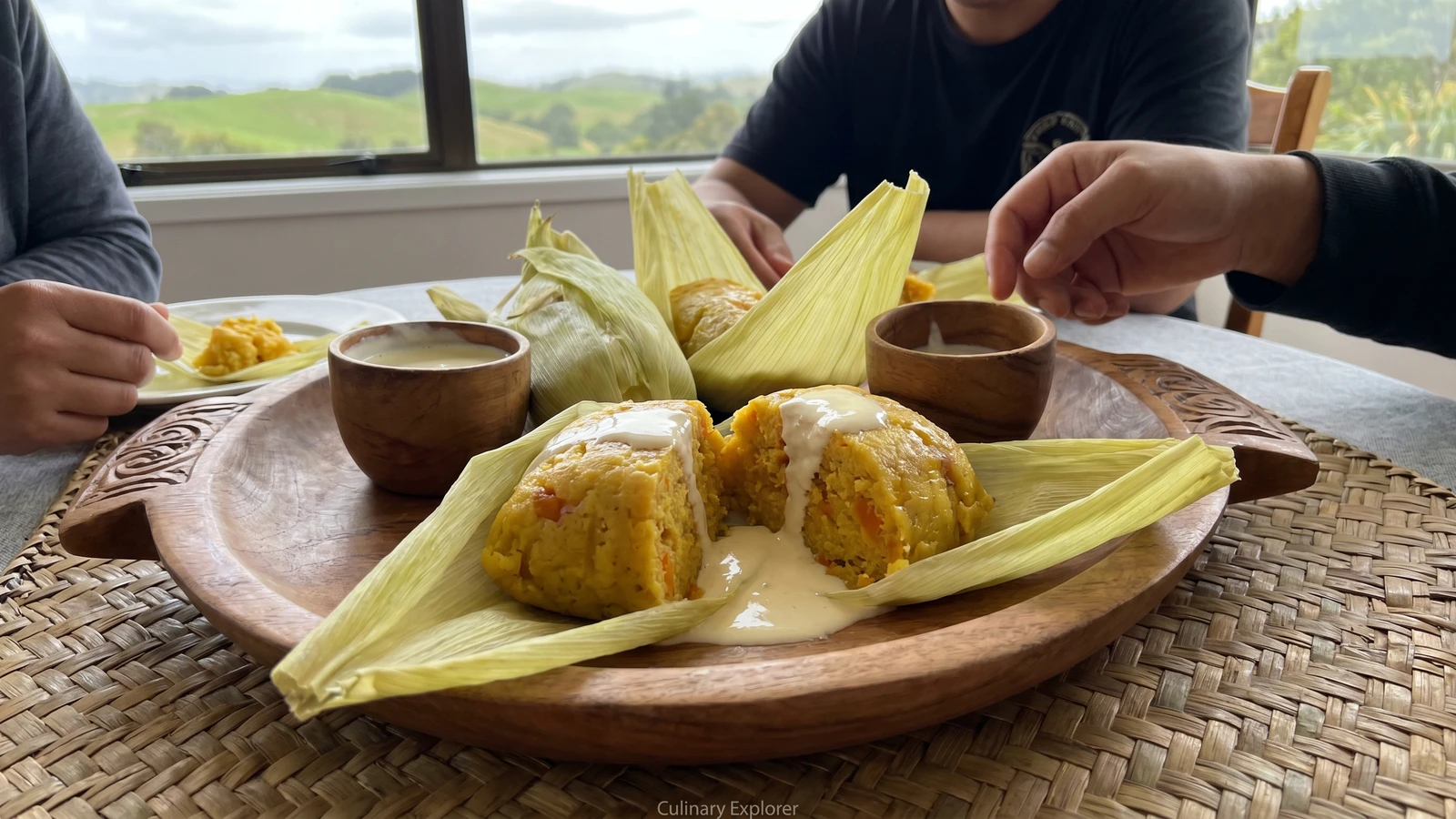 Kānga Waru (Māori Corn and Kūmara Steamed Pudding)