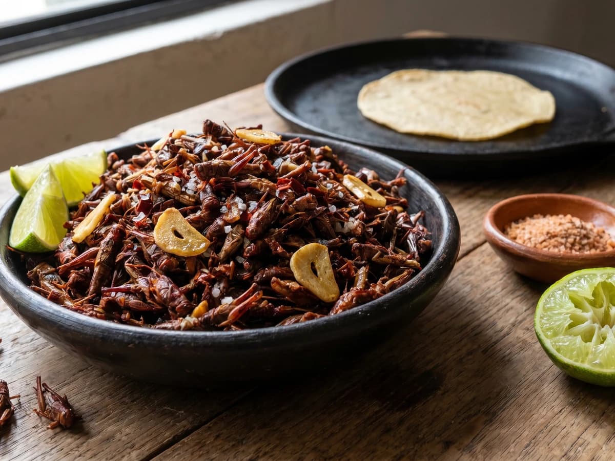 Chapulines Tostados con Ajo y Limón