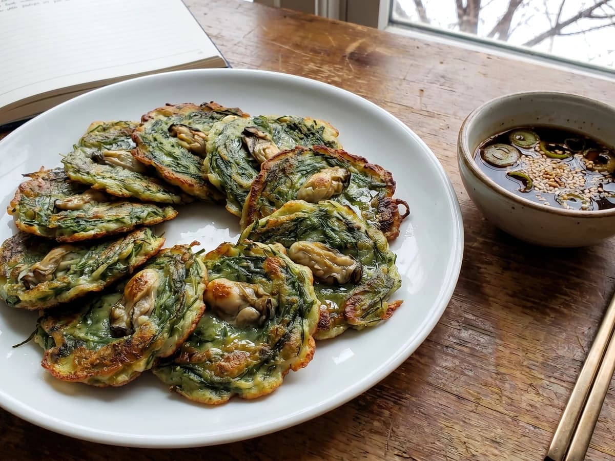 Maesaengi-gul-jeon (Seaweed and Oyster Jeon) - Chef Jeong-sun