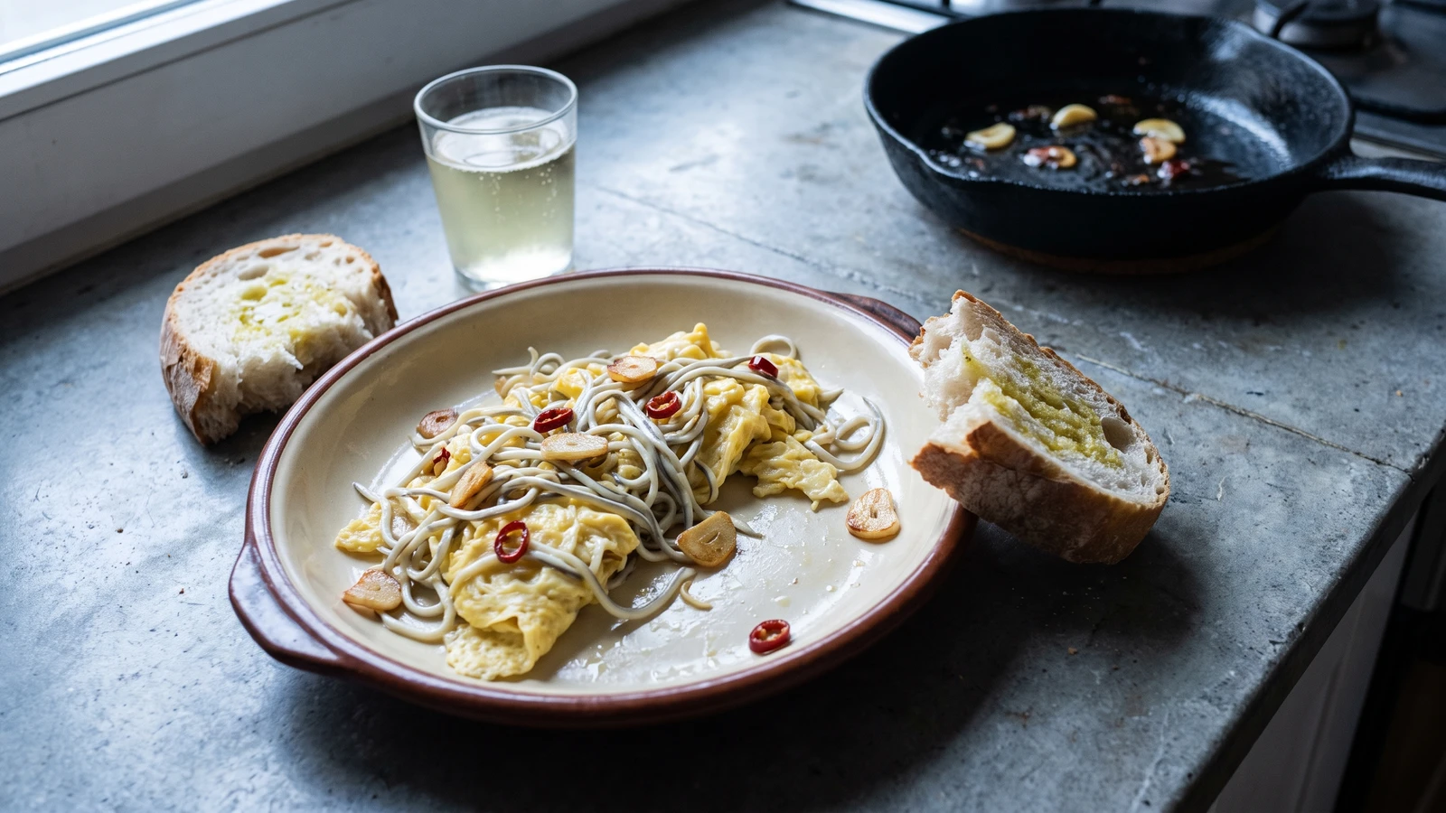 Revuelto de Gulas al Ajillo