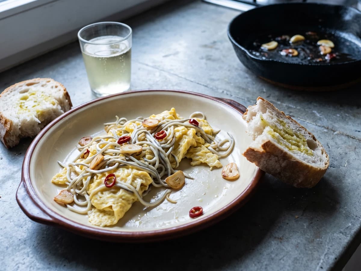 Revuelto de Gulas al Ajillo - Chef Isabel