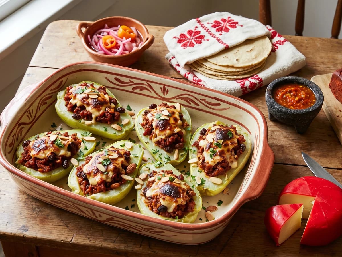 Chayotes Rellenos al Horno con Queso de Bola